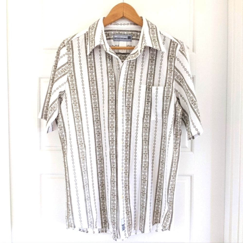 Y2K Made in USA Botanical Short Sleeve Button Down Shirt L Resortwear Skater